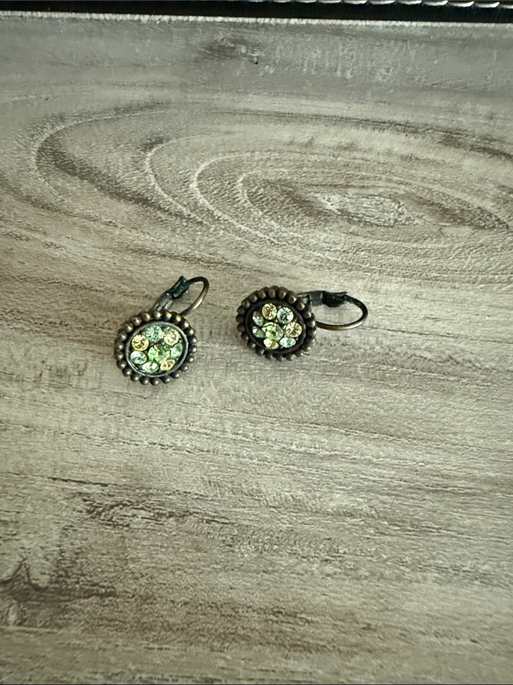 Lia Sophia Olive Green Crystal Drop Earrings